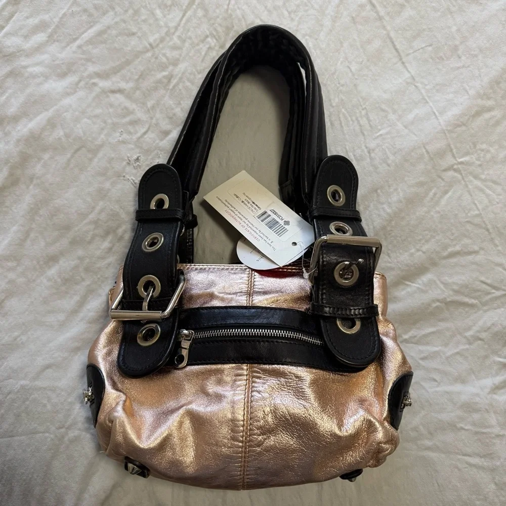 Phoebe Philo Rose Gold Chloe Black/Metallic Leather Double Zip Buckle Shoulder - Picture 3 of 15